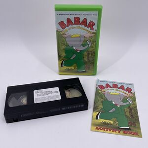 BABAR King of the Elephants 1998 VHS with Original Paper Activity Book HBO Kids